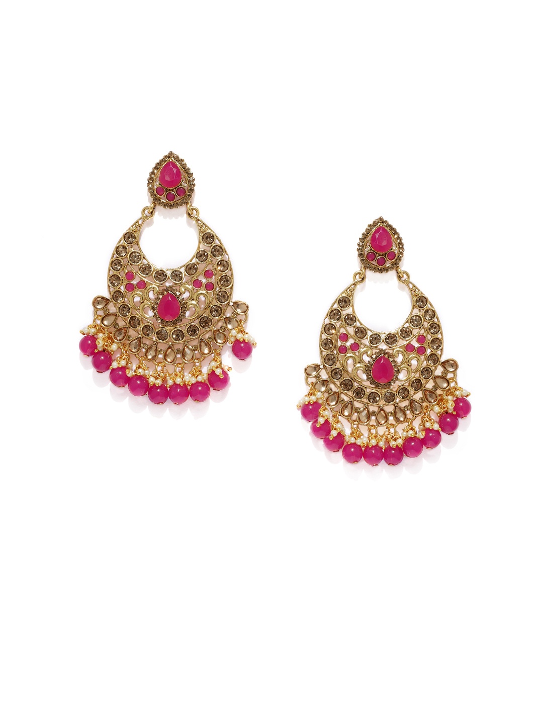 

Zaveri Pearls Gold-Plated Crescent Shaped Chandbalis