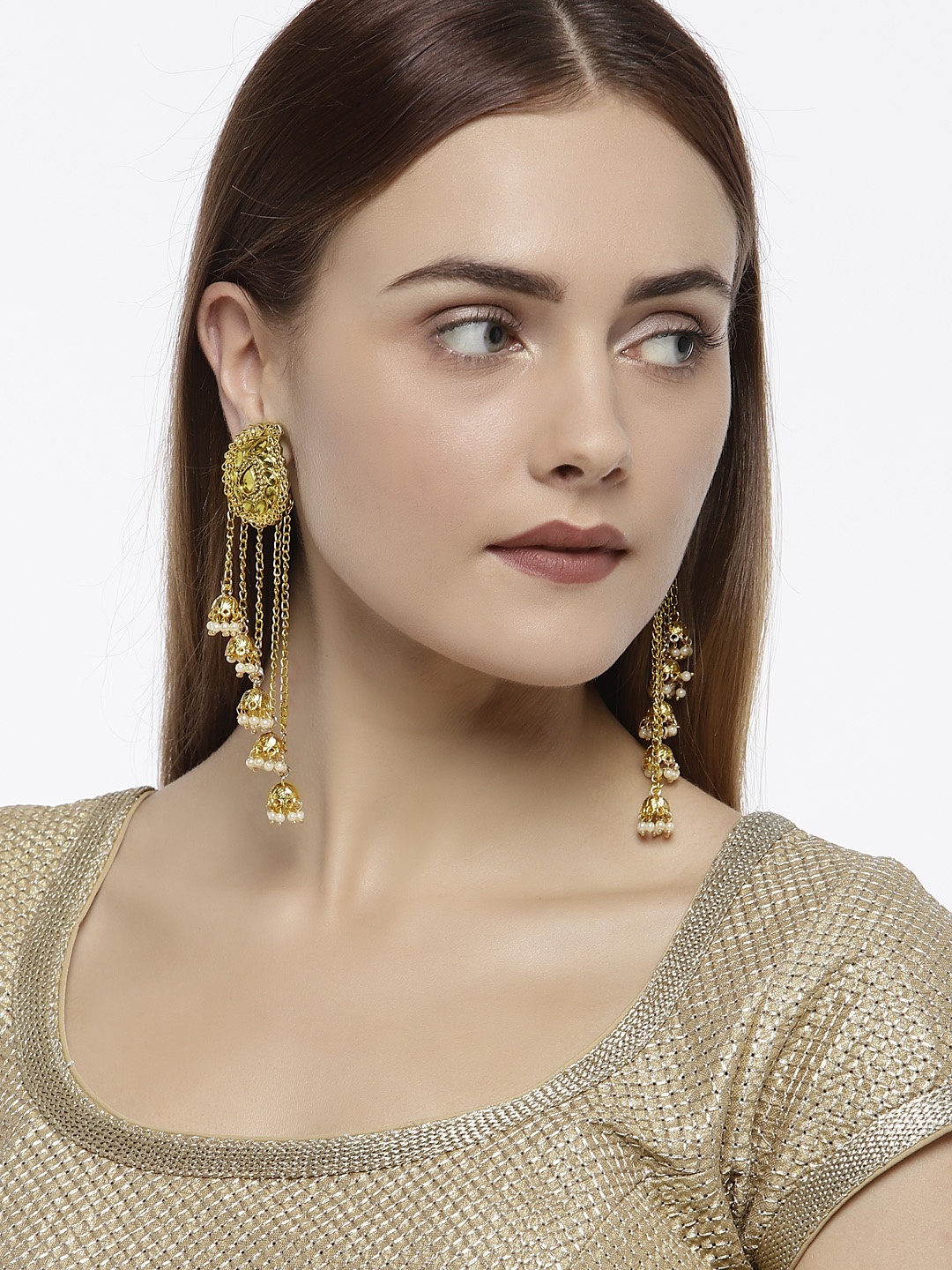 

Zaveri Pearls Set of 2 Gold-Plated Drop Earrings