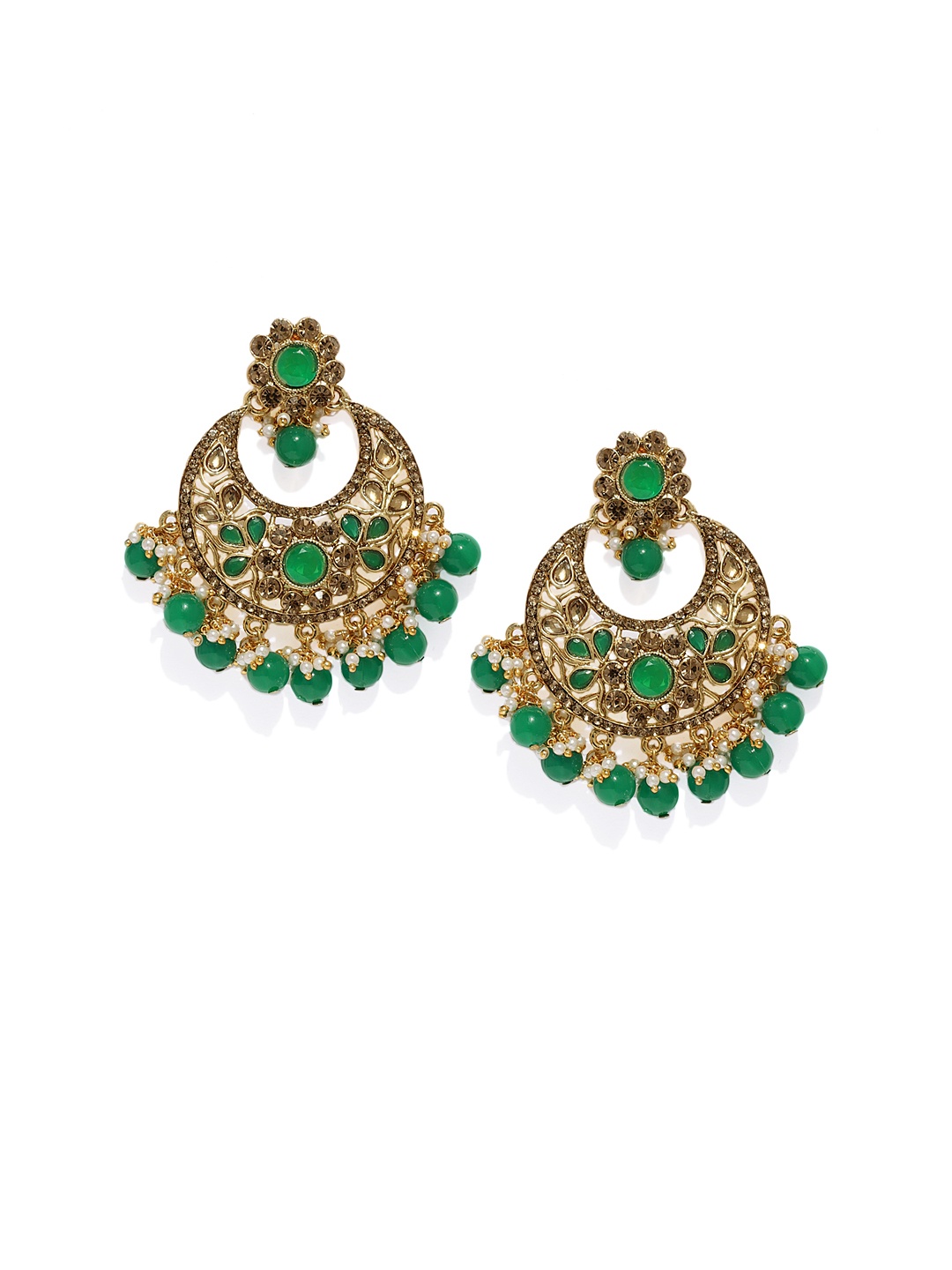 

Zaveri Pearls Gold-Plated Crescent Shaped Drop Earrings