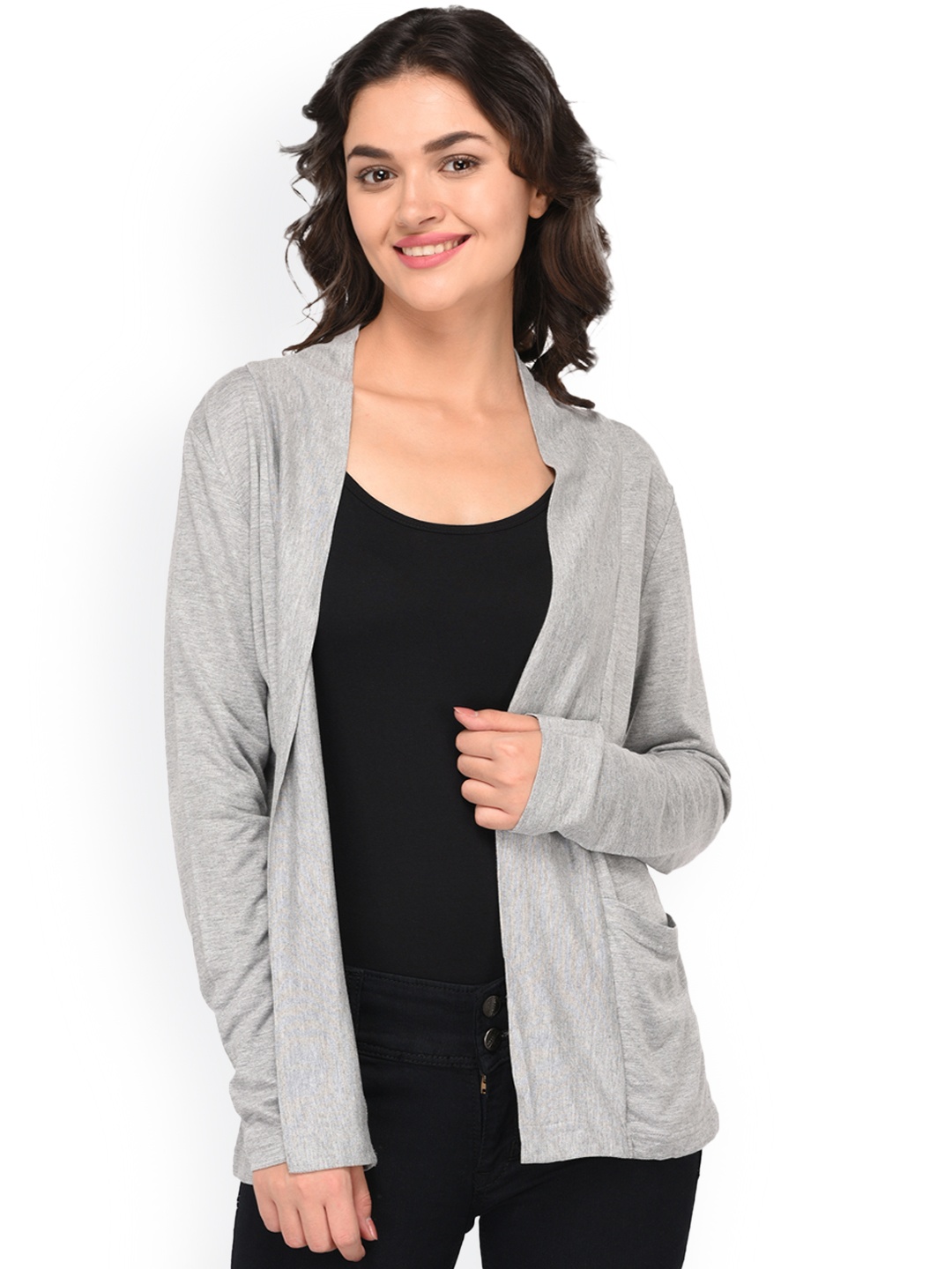 

Espresso Grey Solid Open Front Shrug