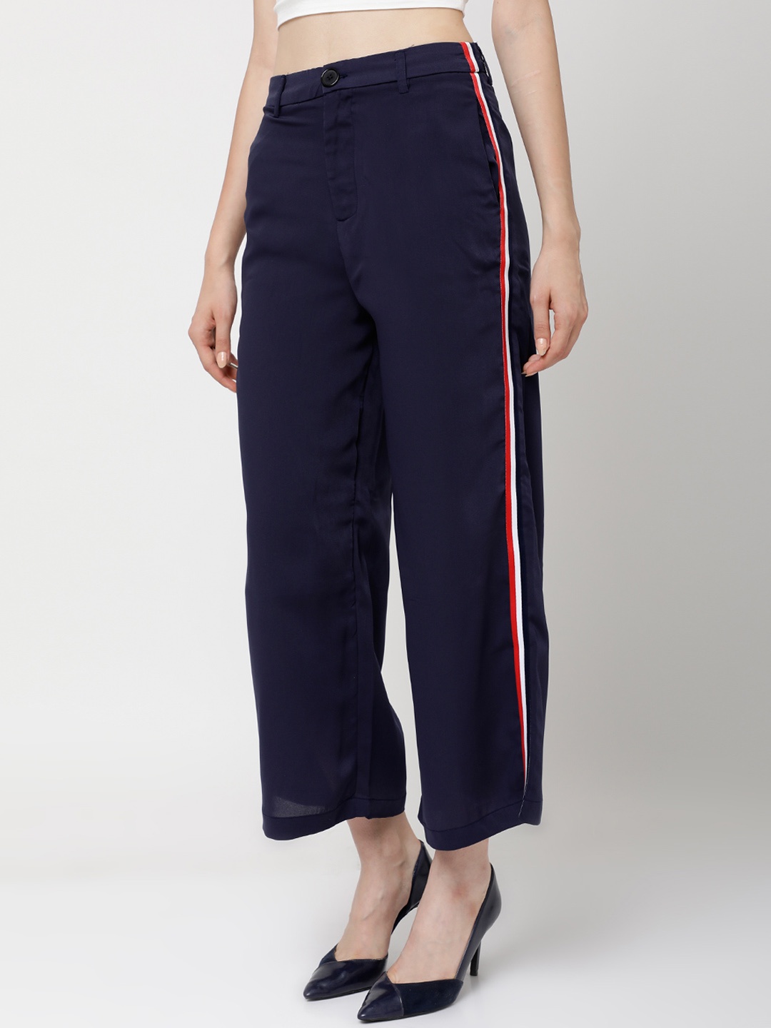 

Tokyo Talkies Women Navy Blue Regular Fit Solid Culottes