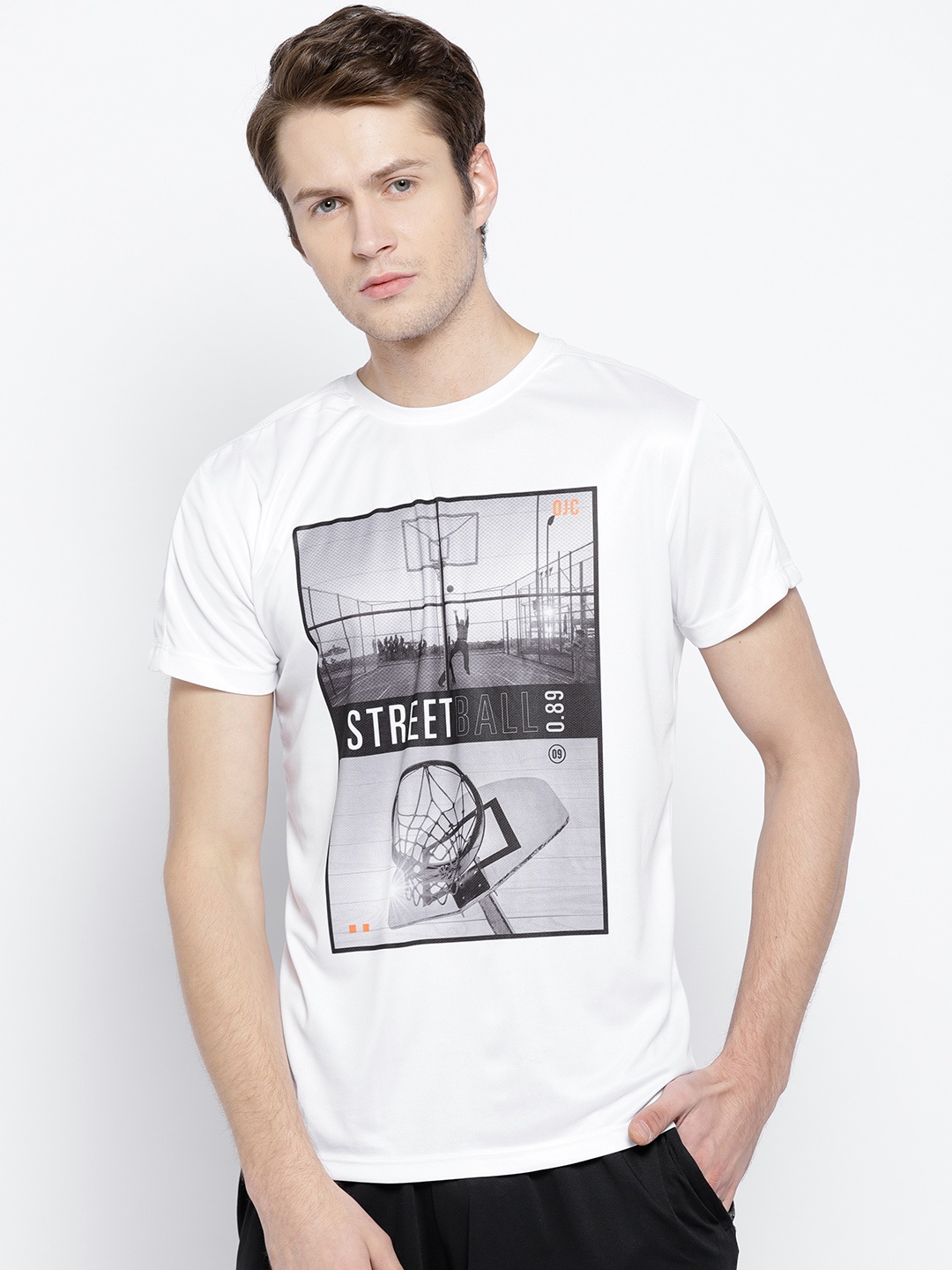 

Octave Men White Printed Round Neck T-shirt