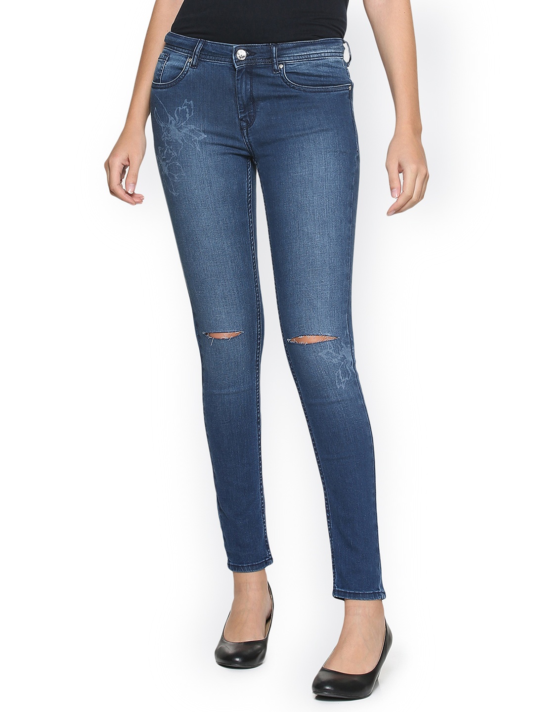 

Allen Solly Woman Blue Slim Fit Mid-Rise Slash Knee Stretchable Jeans