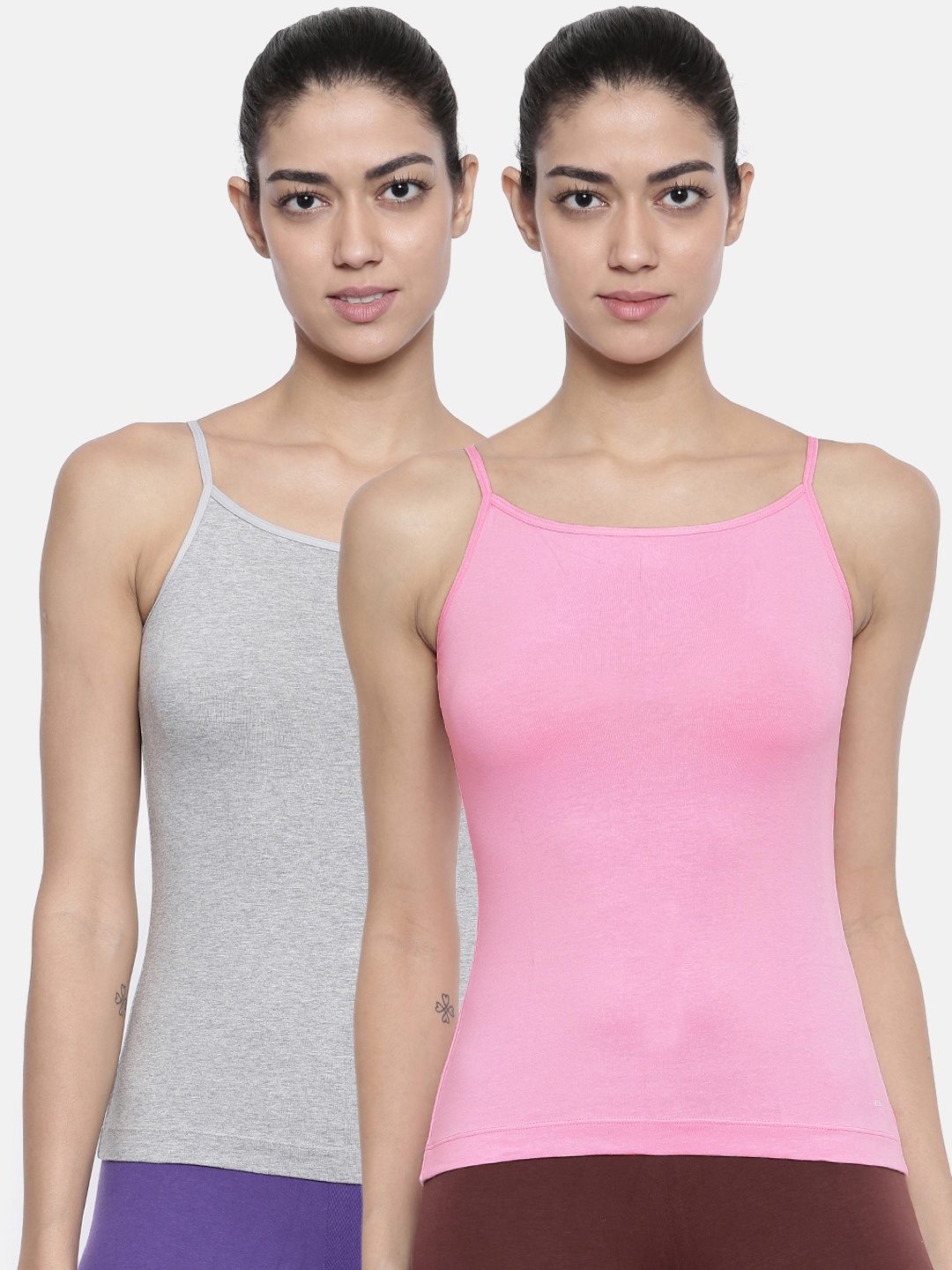 

Bitz Women Pack of 2 Solid Camisoles ESC001, Pink
