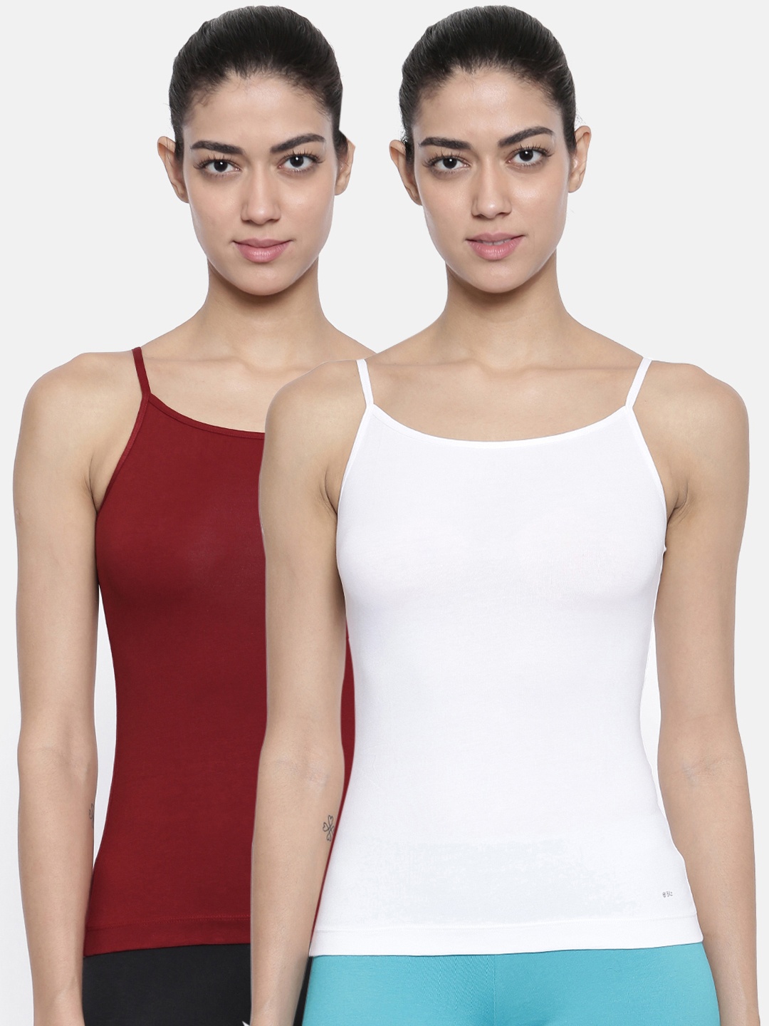 

Bitz Women Pack of 2 Solid Camisoles ESC001, Red