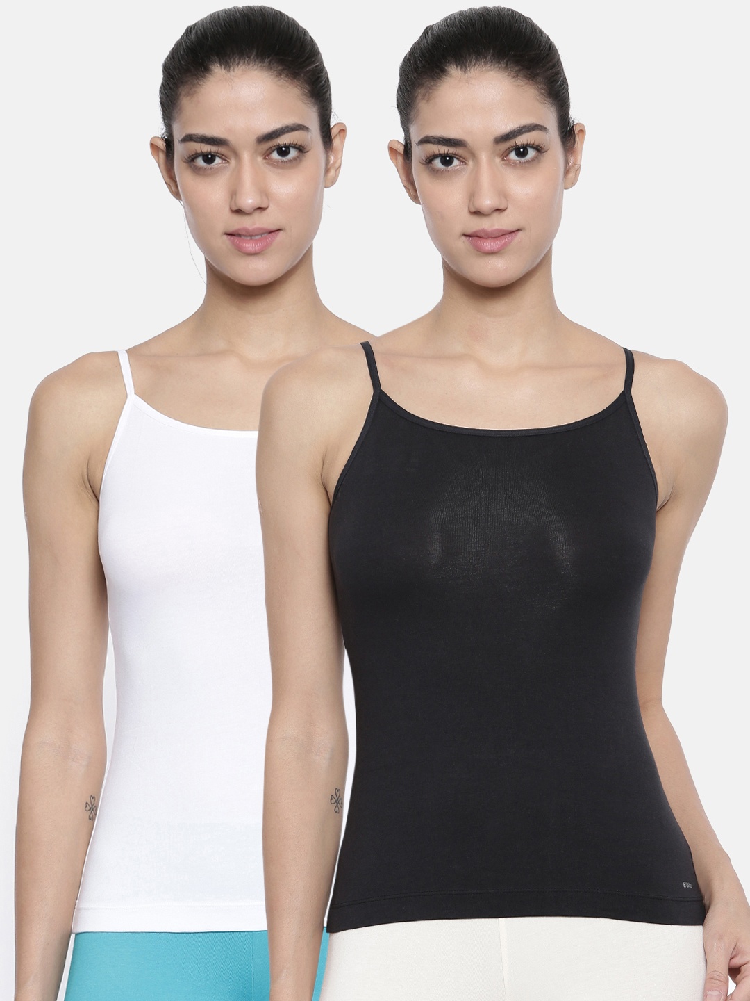 

Bitz Women Pack of 2 Solid Camisoles ESC001, Black