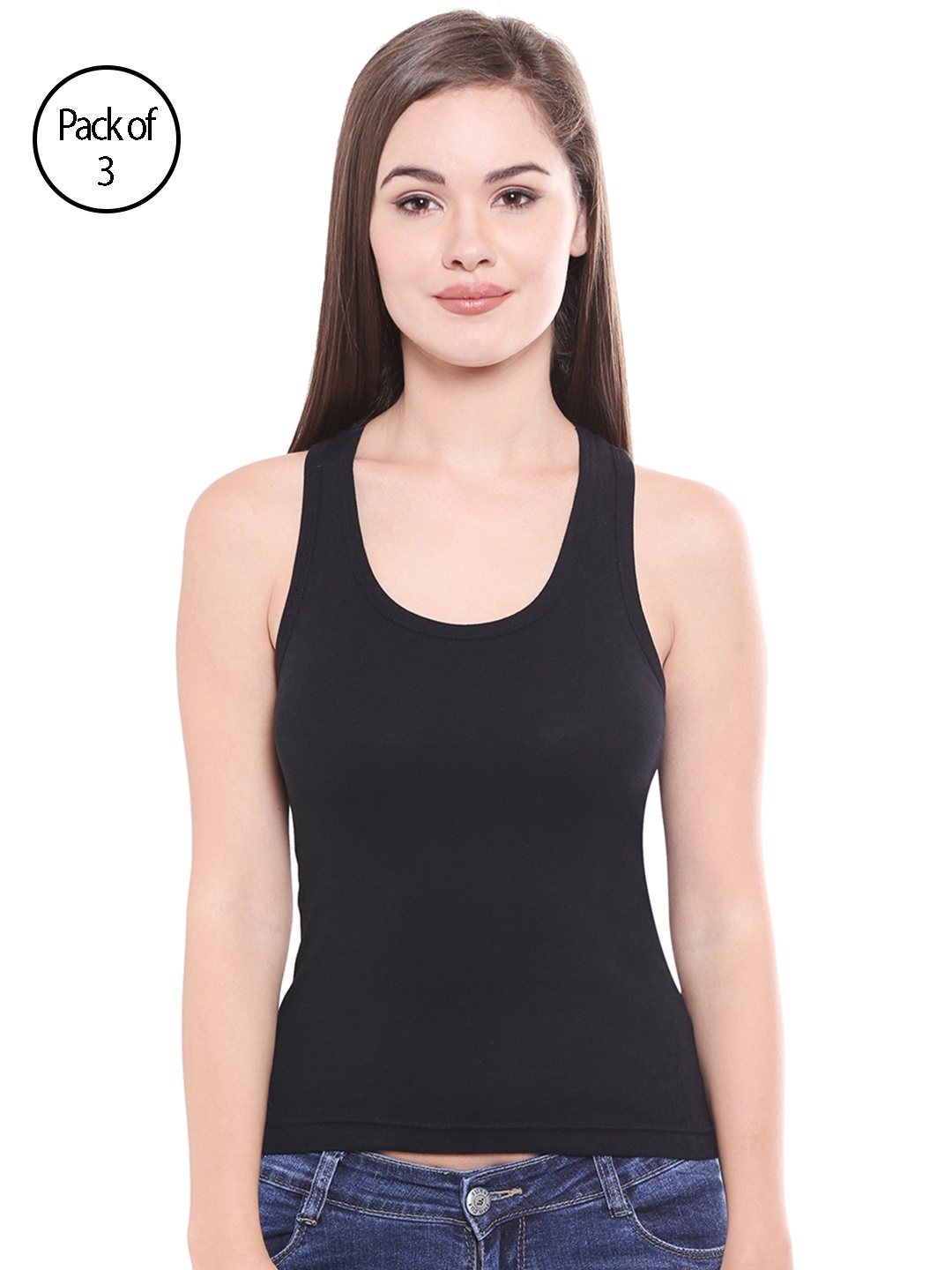 

Bodycare Pack of 3 Camisoles E22BBB, Black