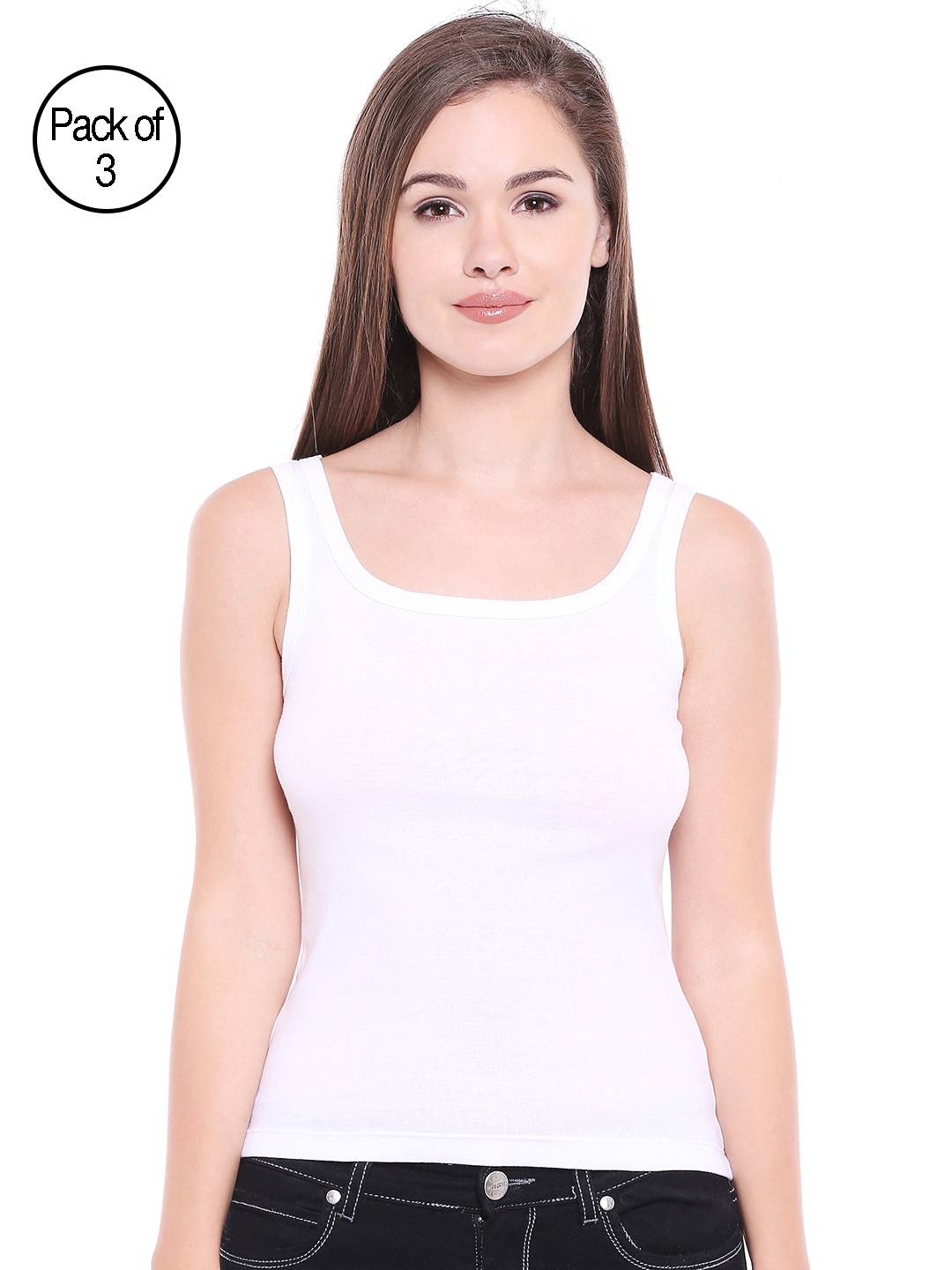 

Bodycare Women White Solid Pack of 3 Camisoles E44WWW