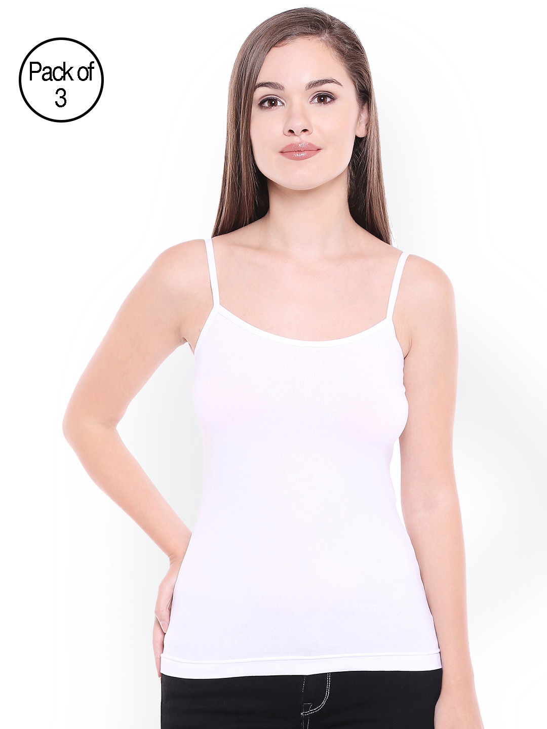 

Bodycare Women White Solid Pack of 3 Camisoles E65WWW
