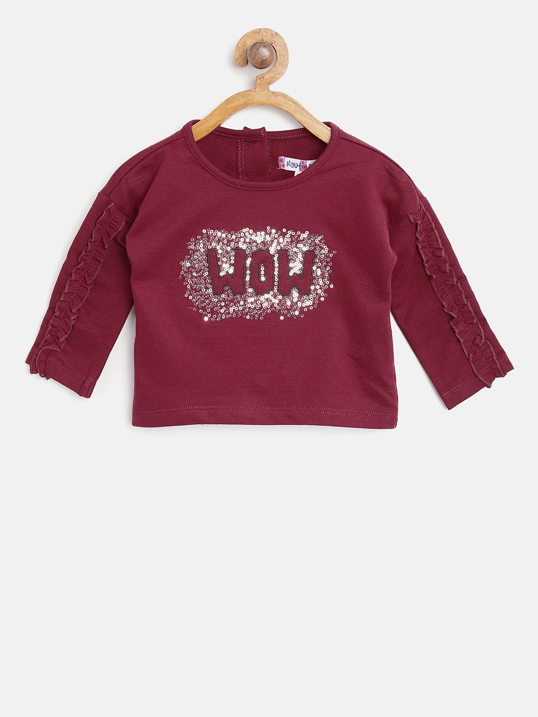 

Nauti Nati Girls Maroon Sequinned Sweatshirt