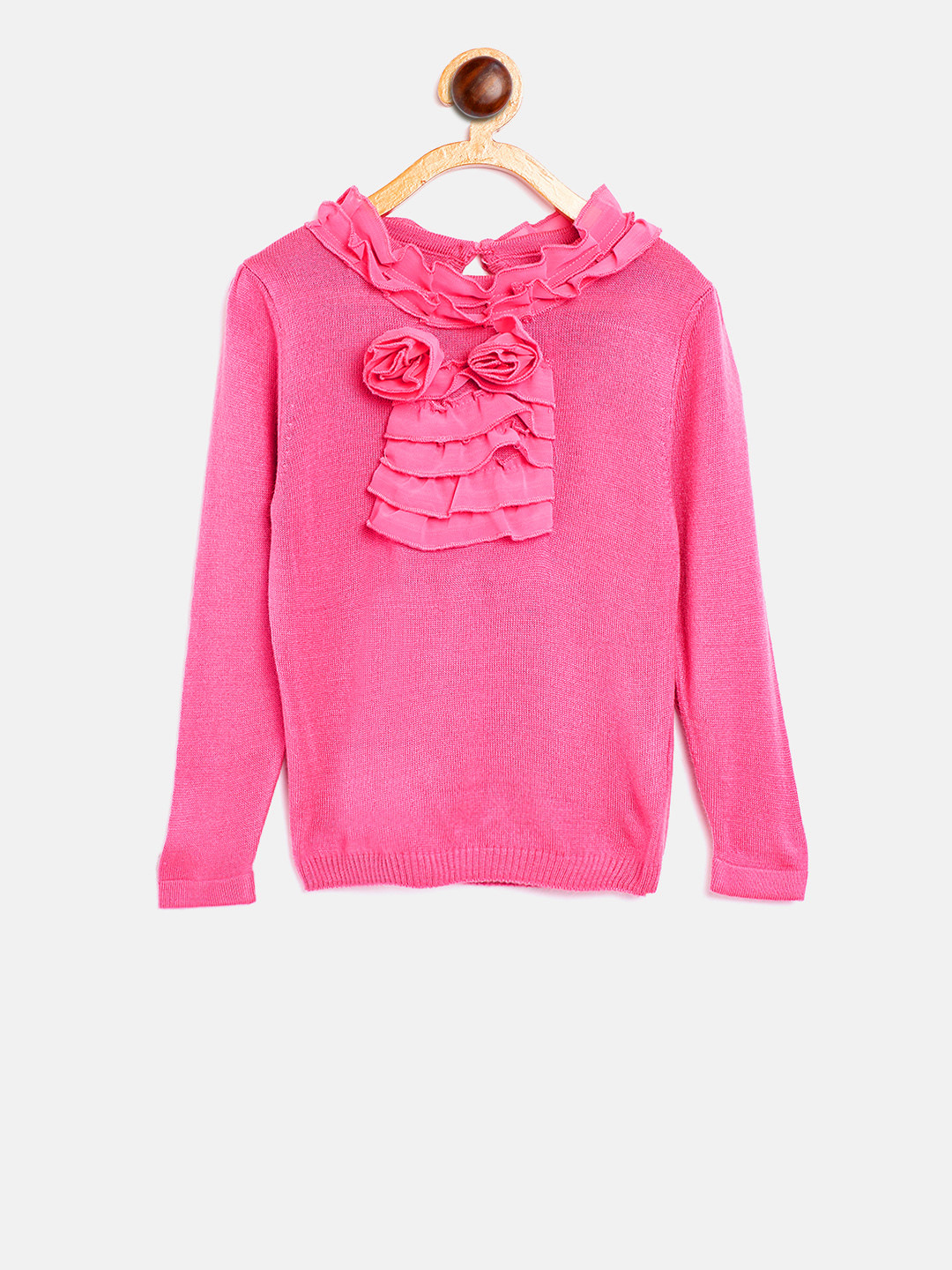 

Nauti Nati Girls Pink Solid Pullover with Ruffle Detail