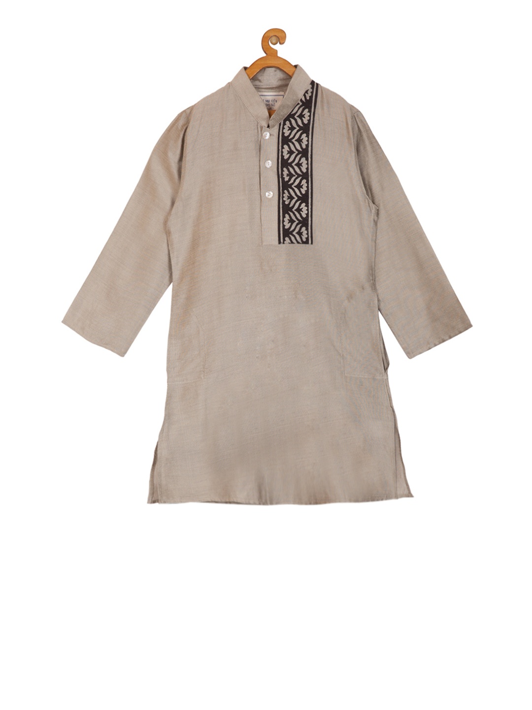 

KISAH Boys Taupe & Black Printed Straight Kurta