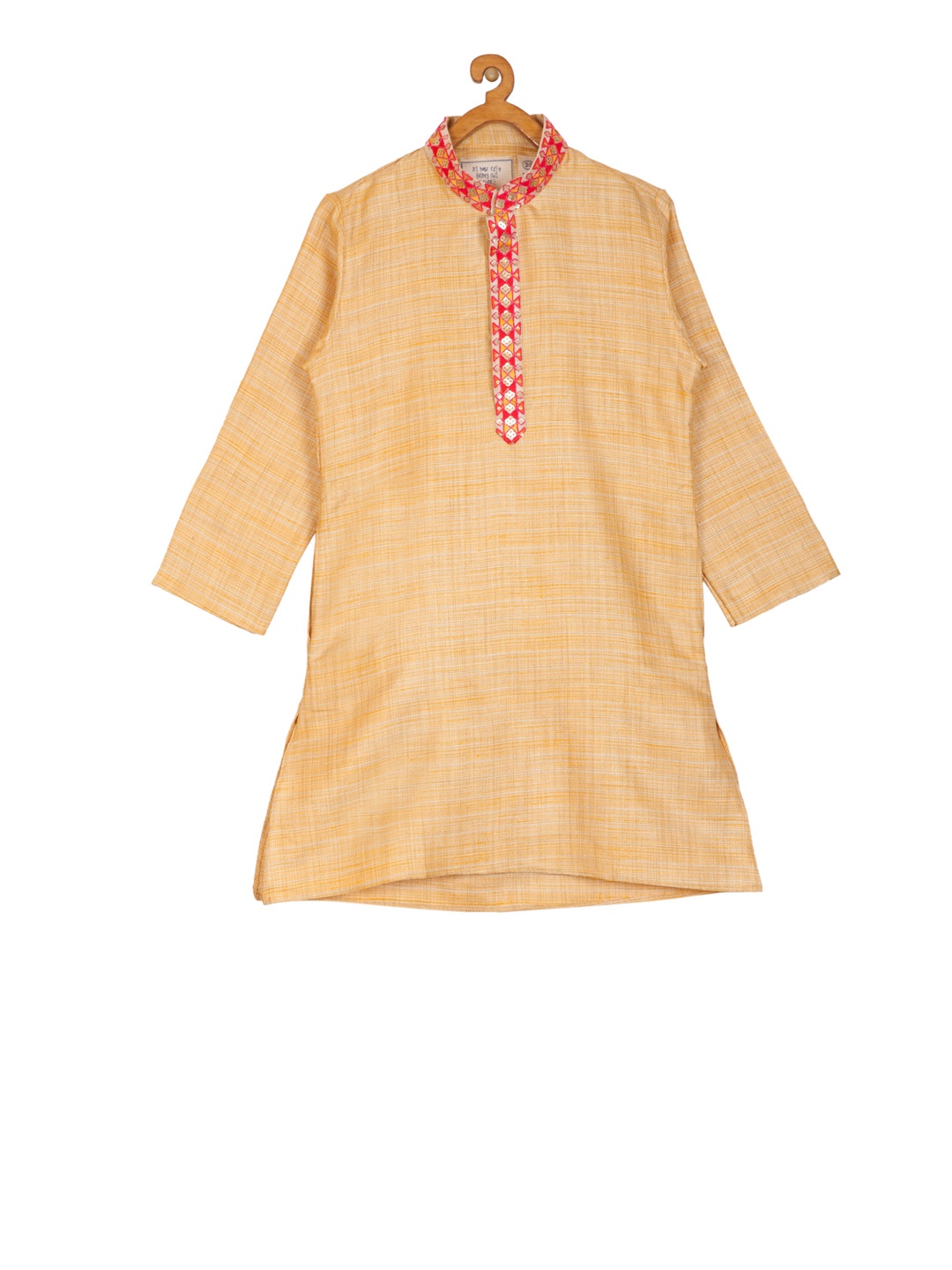 

KISAH Boys Yellow & Pink Embroidered Straight Kurta
