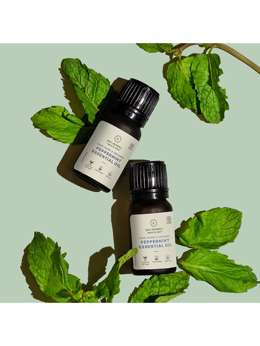

Juicy Chemistry 100% Pure and Organic Peppermint Essential Oil, Transparent