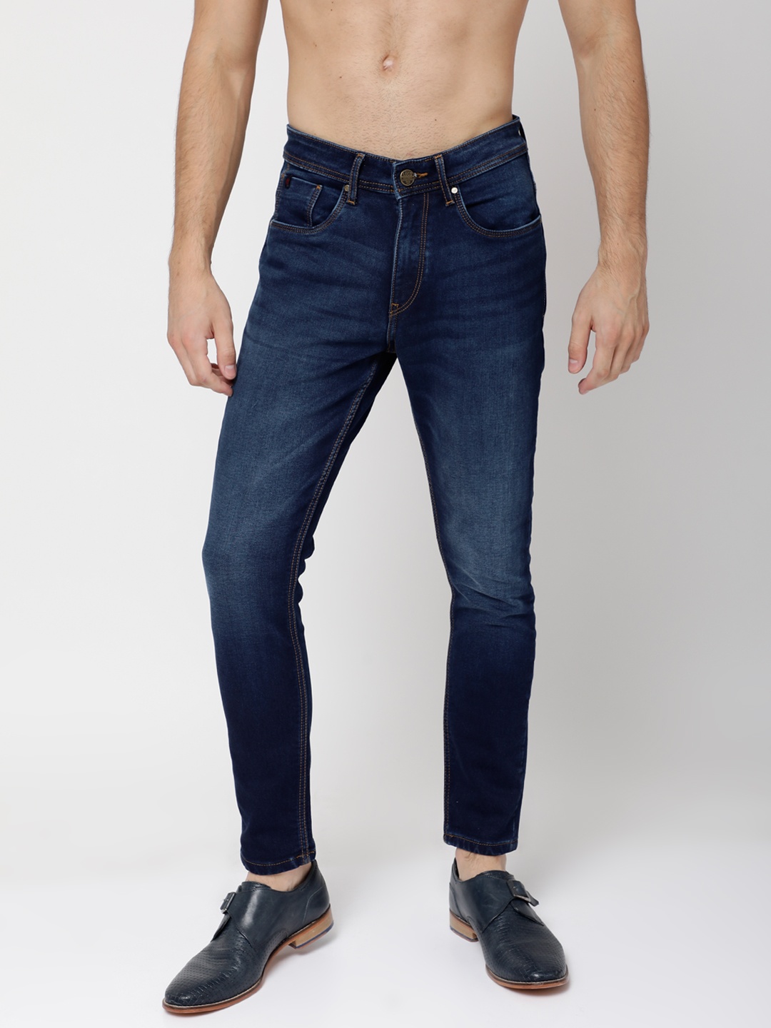 

LOCOMOTIVE Men Blue Tapered Fit Mid-Rise Clean Look Stretchable Jeans