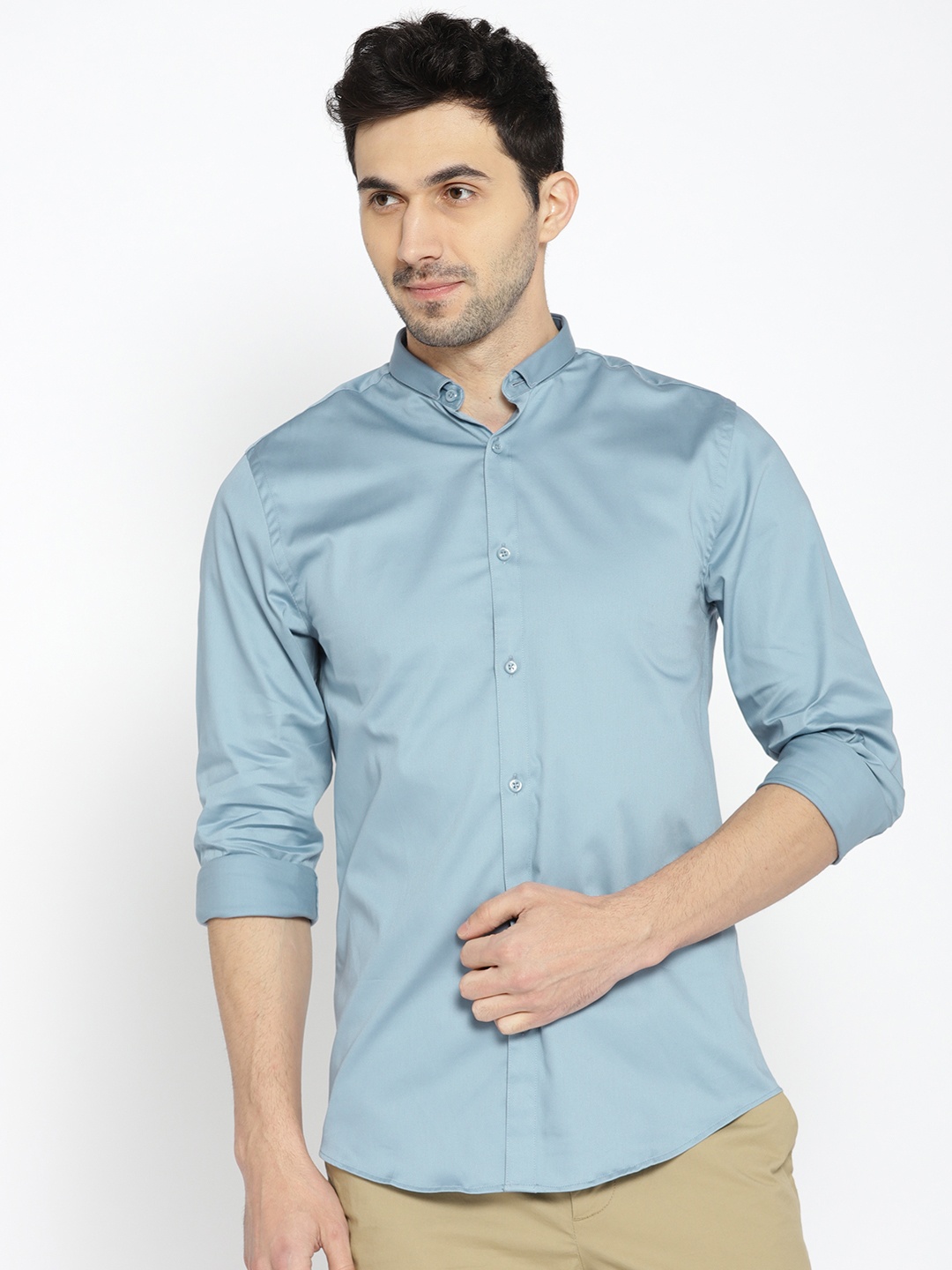 

Jack & Jones Men Blue Slim Fit Solid Smart Casual Shirt