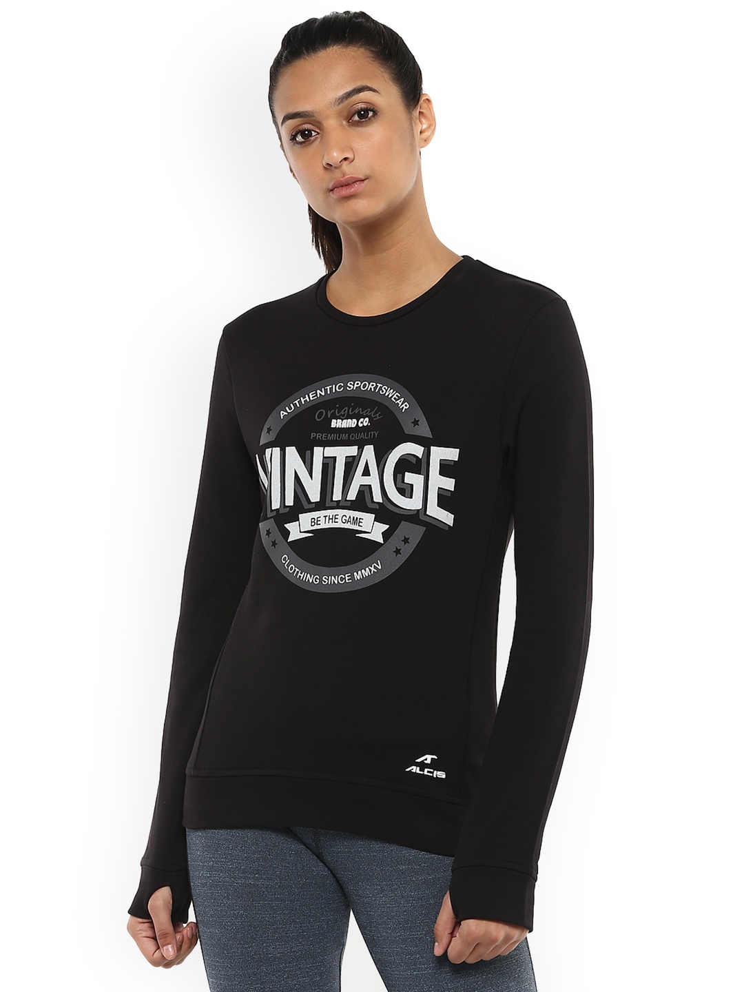 

Alcis Women Black Printed Sweatshirt