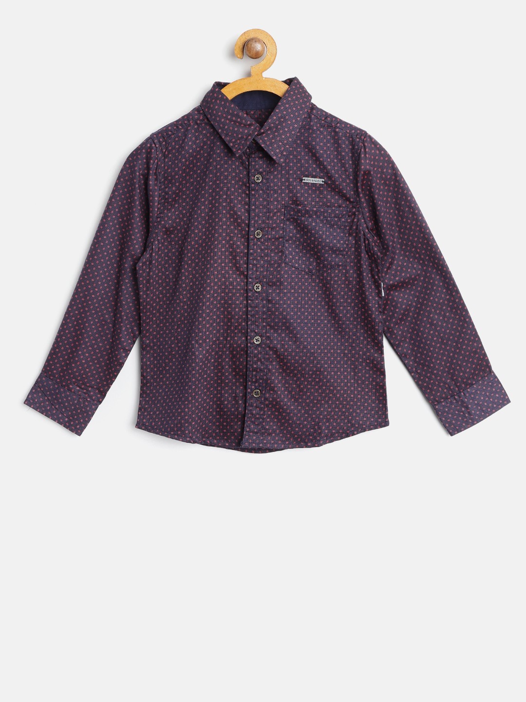 

Nauti Nati Boys Navy Blue & Pink Regular Fit Printed Casual Shirt
