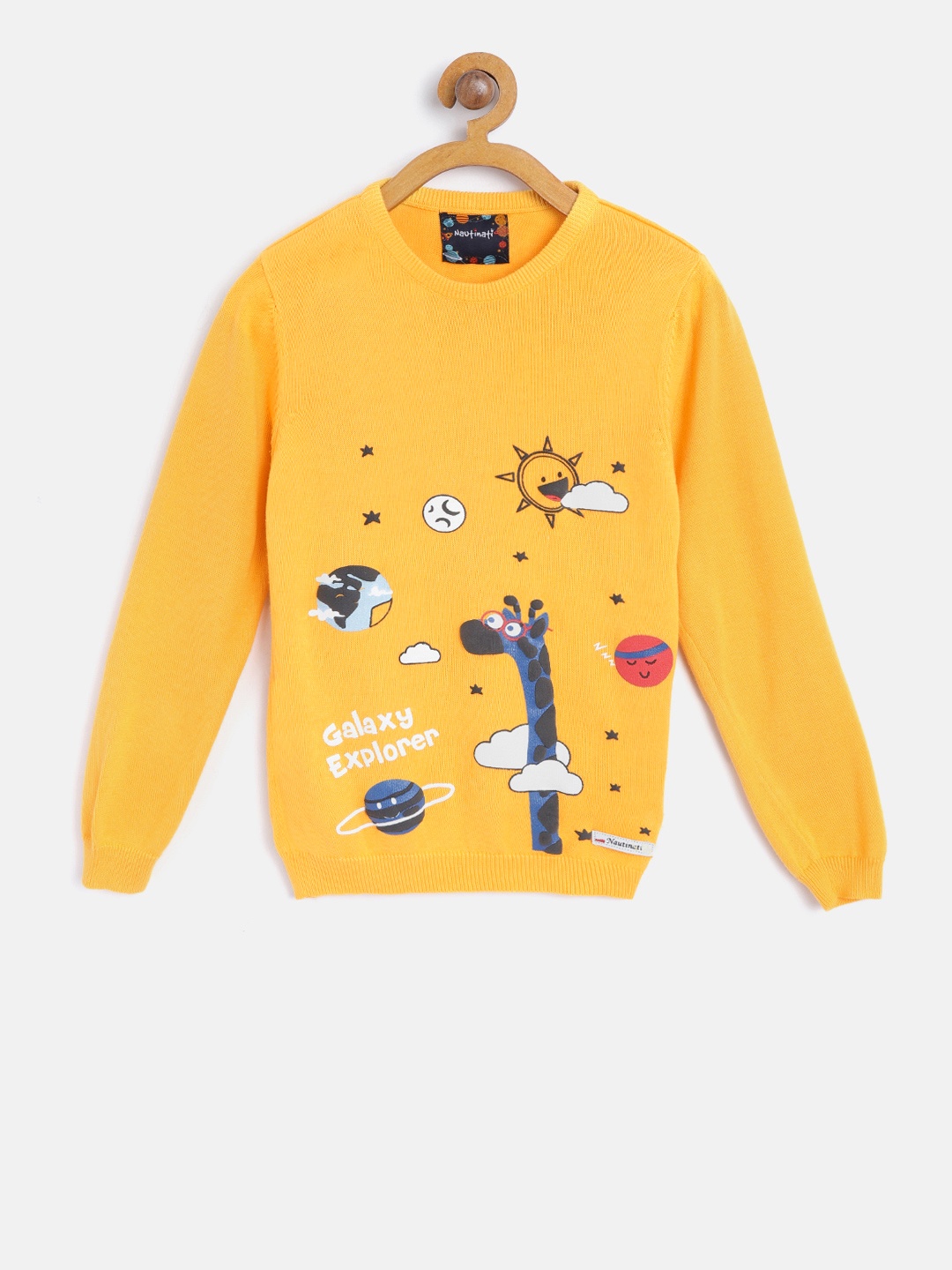 

Nauti Nati Boys Yellow Printed Pullover