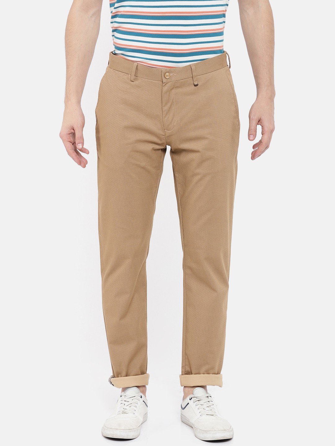 

Blackberrys Men Beige B-95 Slim Fit Printed Trousers