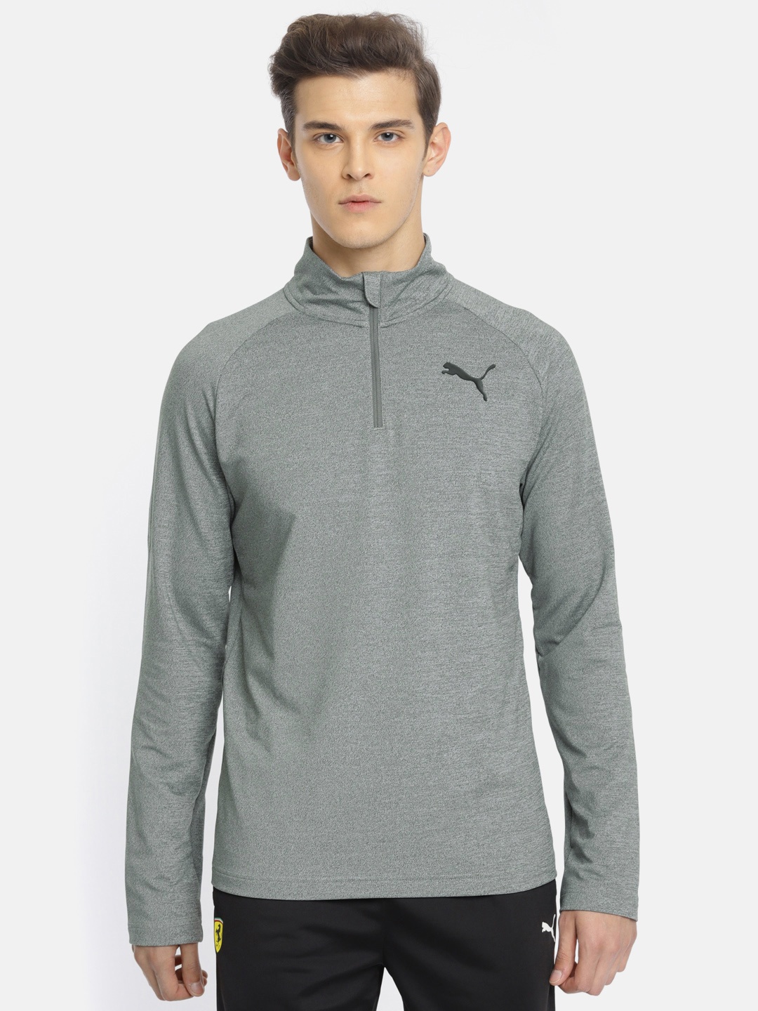 

Puma Men Grey Solid ESS Active 1/2 Zip Warmer Sweatshirt