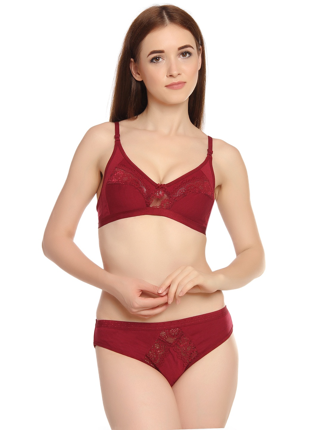 

Innocence Women Maroon Lace Lingerie Set BBAPLIN60514