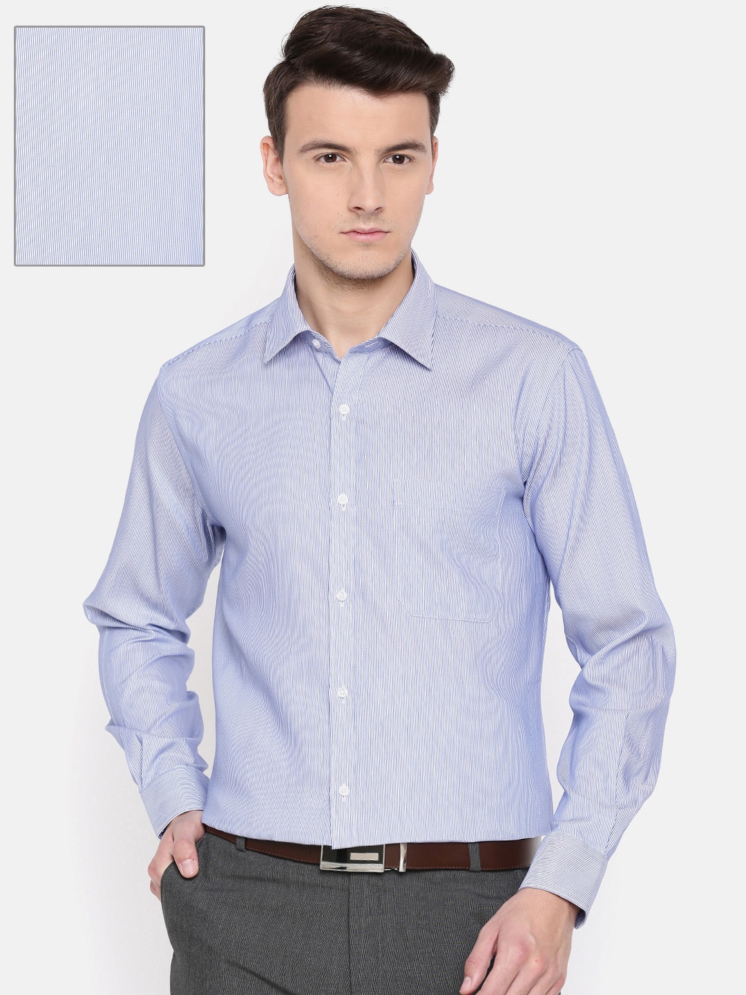 

Raymond Men Blue Contemporary Fit Striped Formal Shirt
