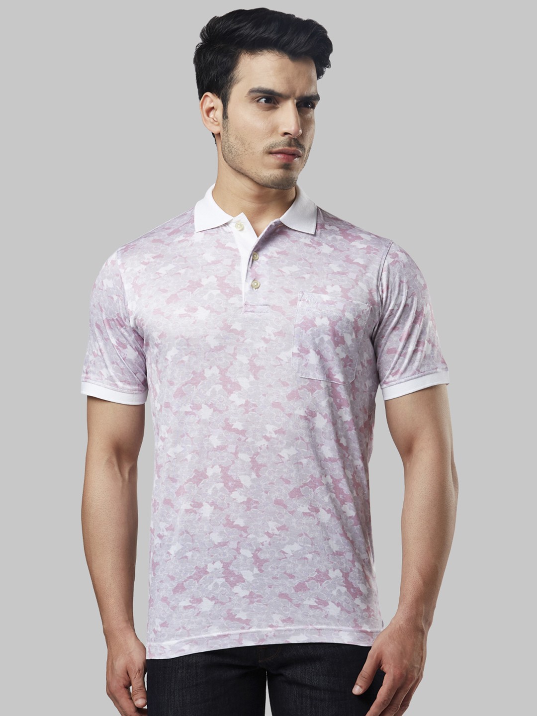 

Raymond Men Red Printed Polo Collar T-shirt