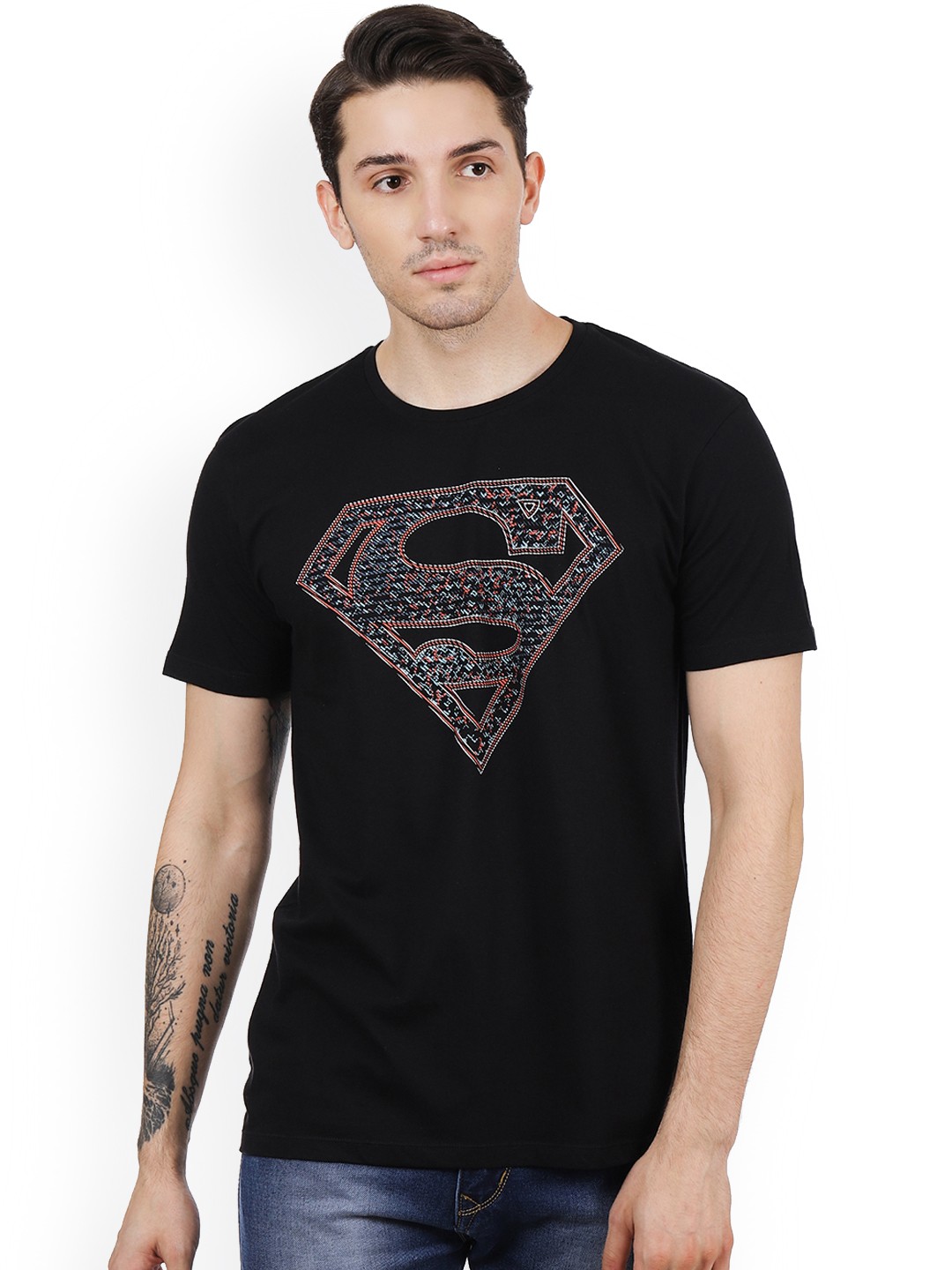 

Free Authority Men Black Superman Printed Round Neck T-Shirt