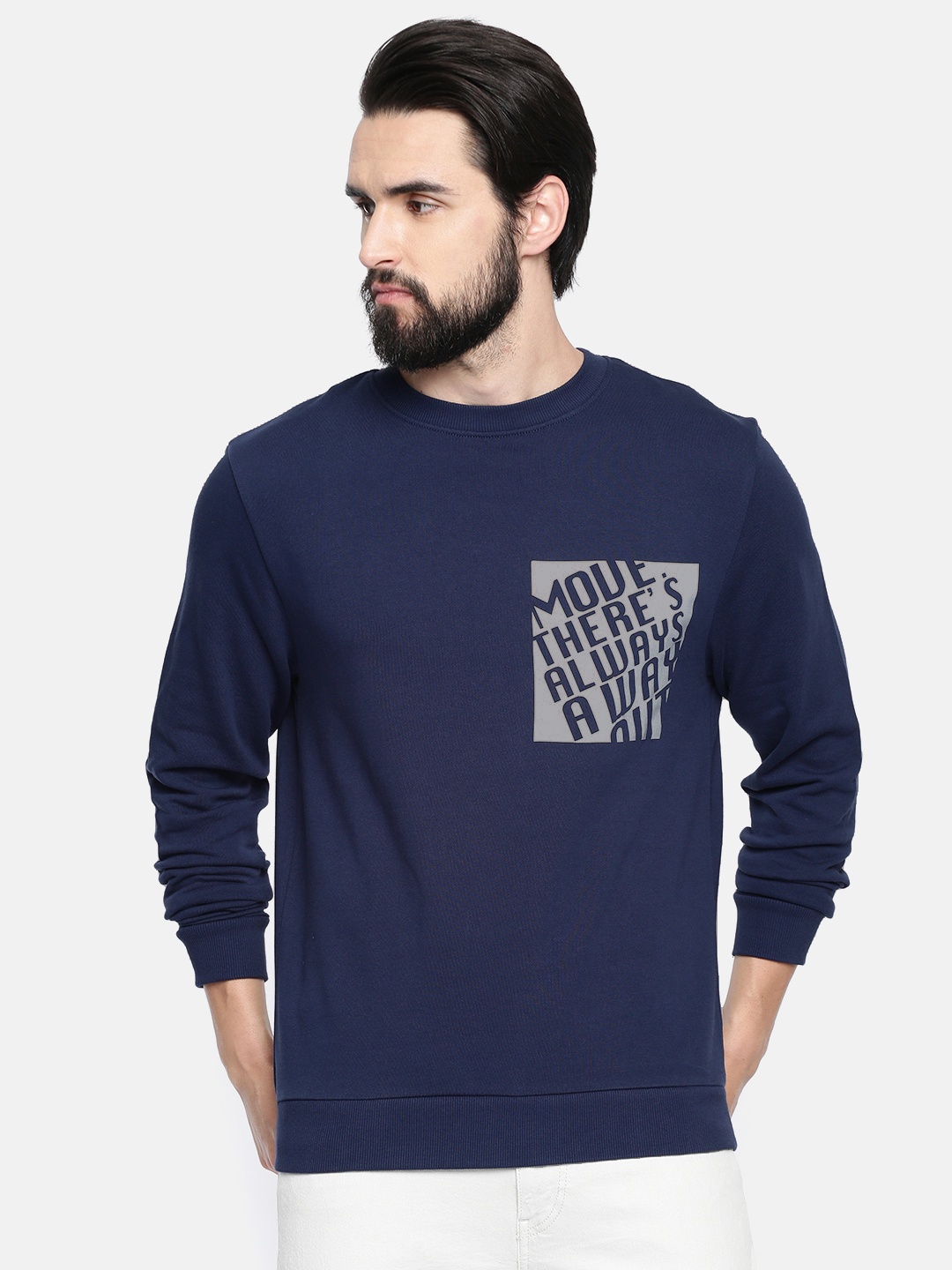 

Lee Men Navy Blue Reflective Printed Round Neck Sweatshirt