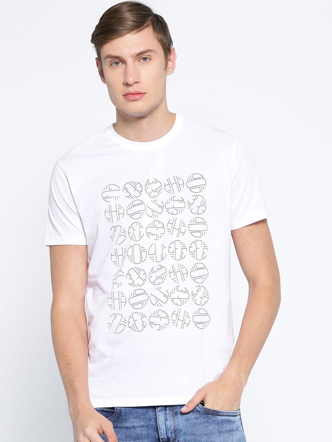 

Lee Men White Printed Round Neck T-shirt