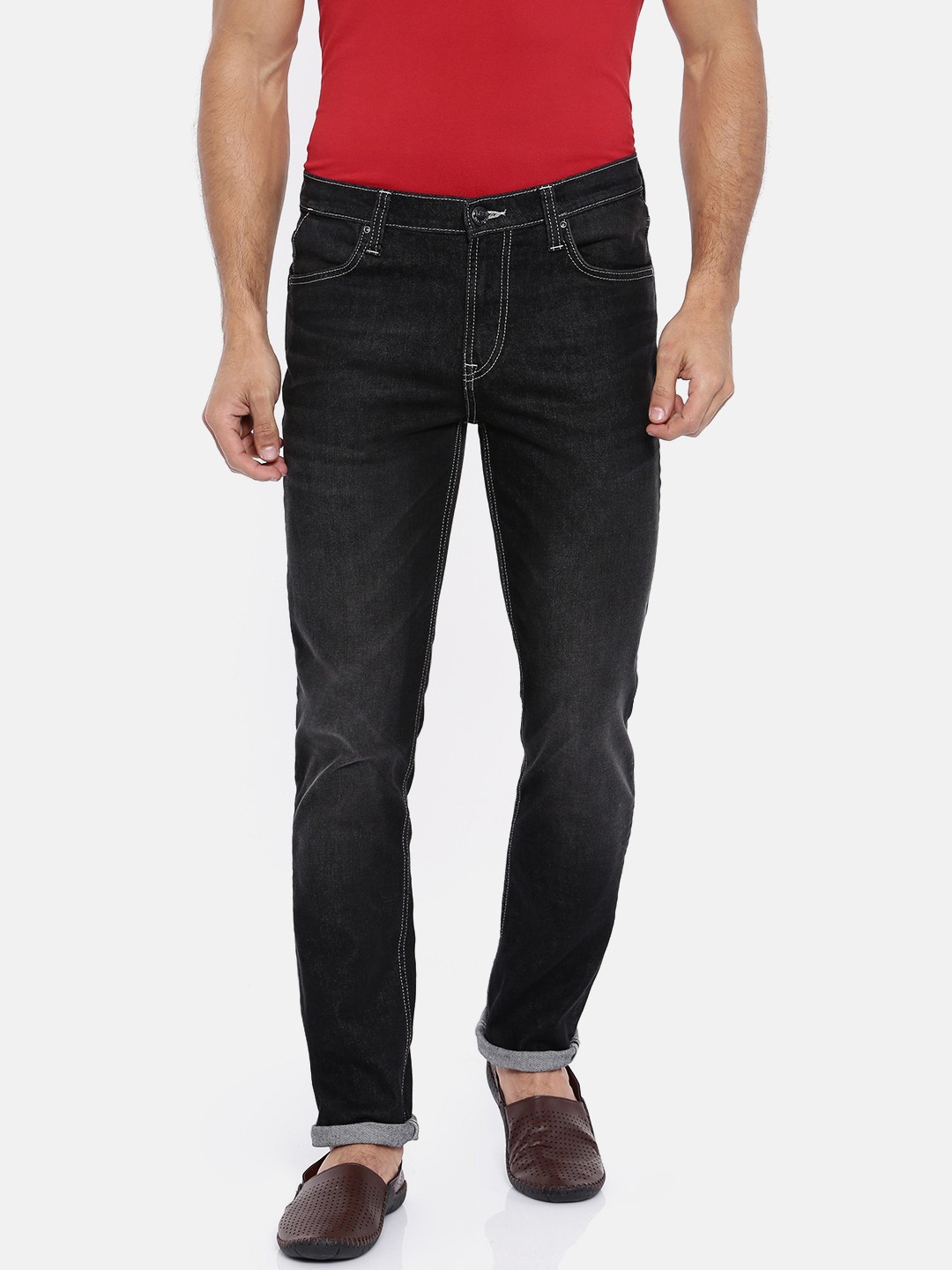 

Lee Men Black Bruce Regular Fit Mid-Rise Clean Look Stretchable Jeans