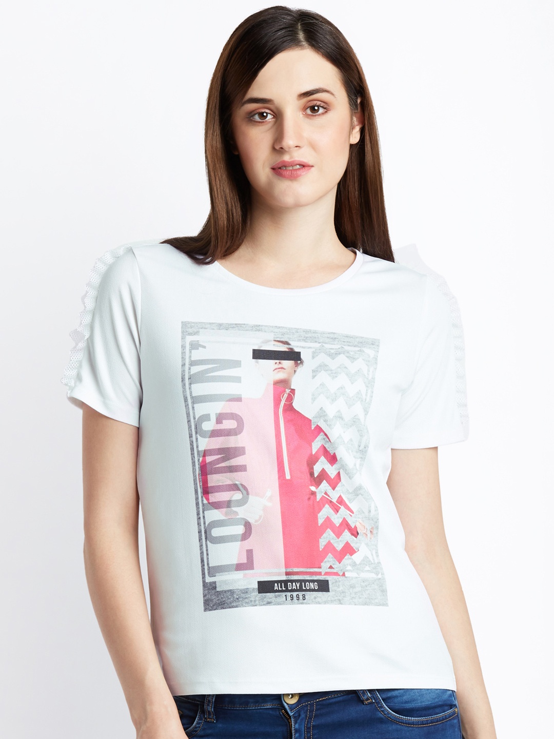 

Ajile by Pantaloons Women White Printed Top