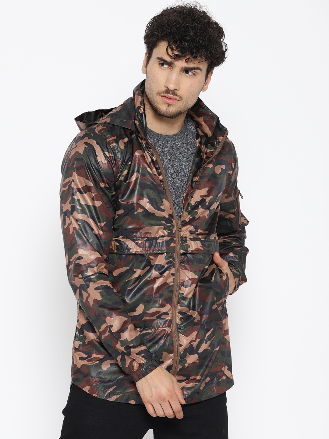 

SKULT by Shahid Kapoor Men Olive Green Printed Lightweight Tailored Jacket