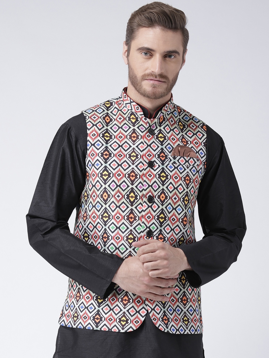 

Hangup Multicoloured Printed Nehru Jacket, Multi