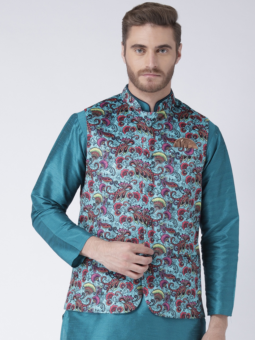 

Hangup Multicoloured Floral Print Nehru Jacket, Multi