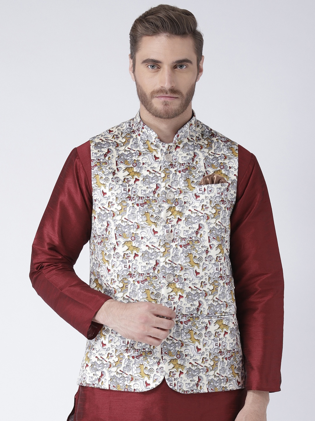 

Hangup Multicoloured Printed Nehru Jacket, Multi