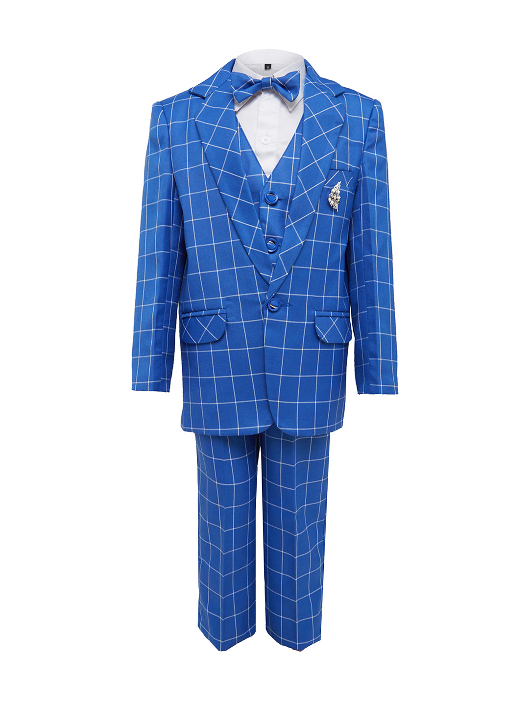

Jeetethnics Boys Blue & White Checked Coat with Trousers