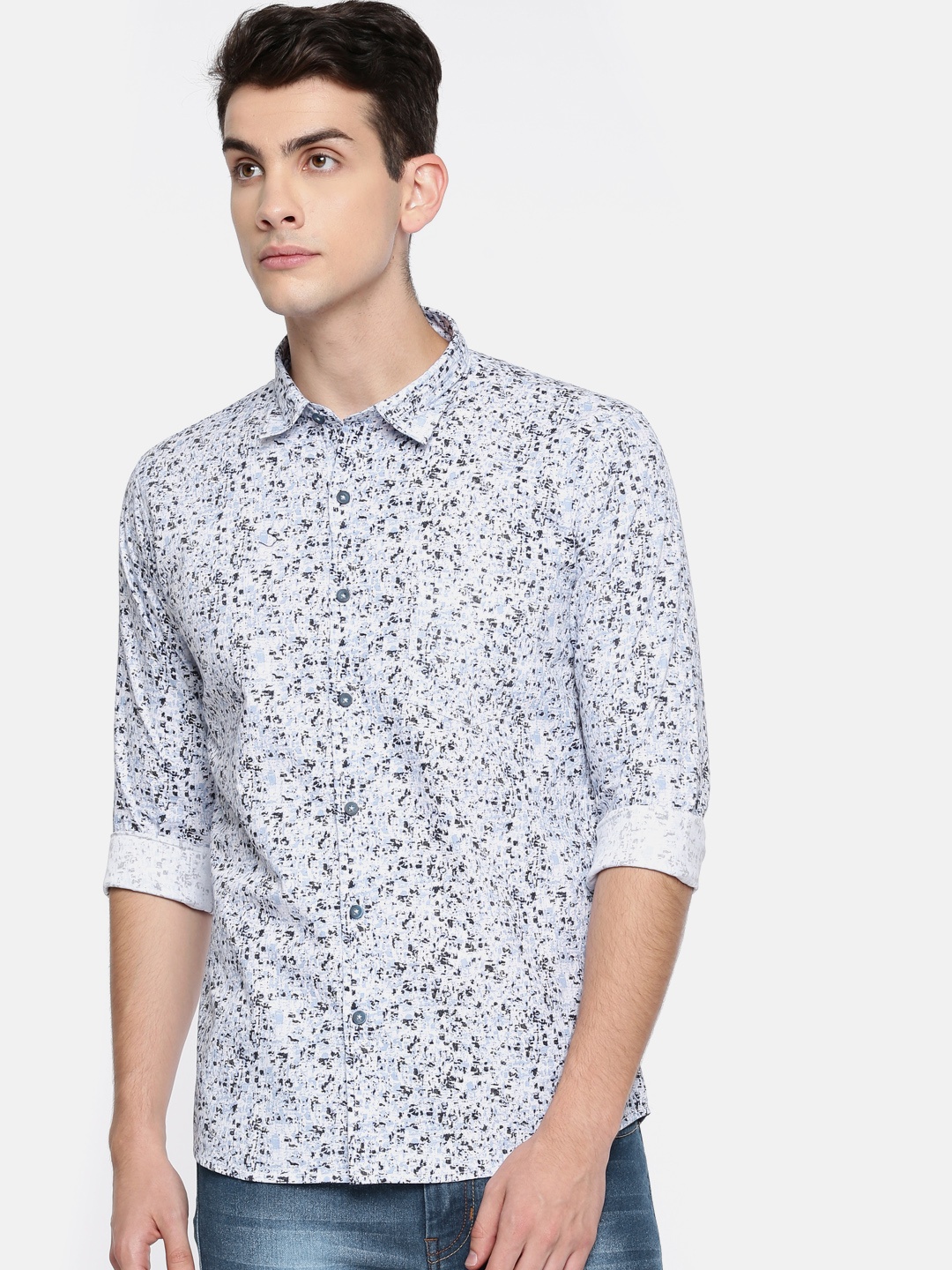 

Newport Men Blue Regular Fit Printed Casual Shirt