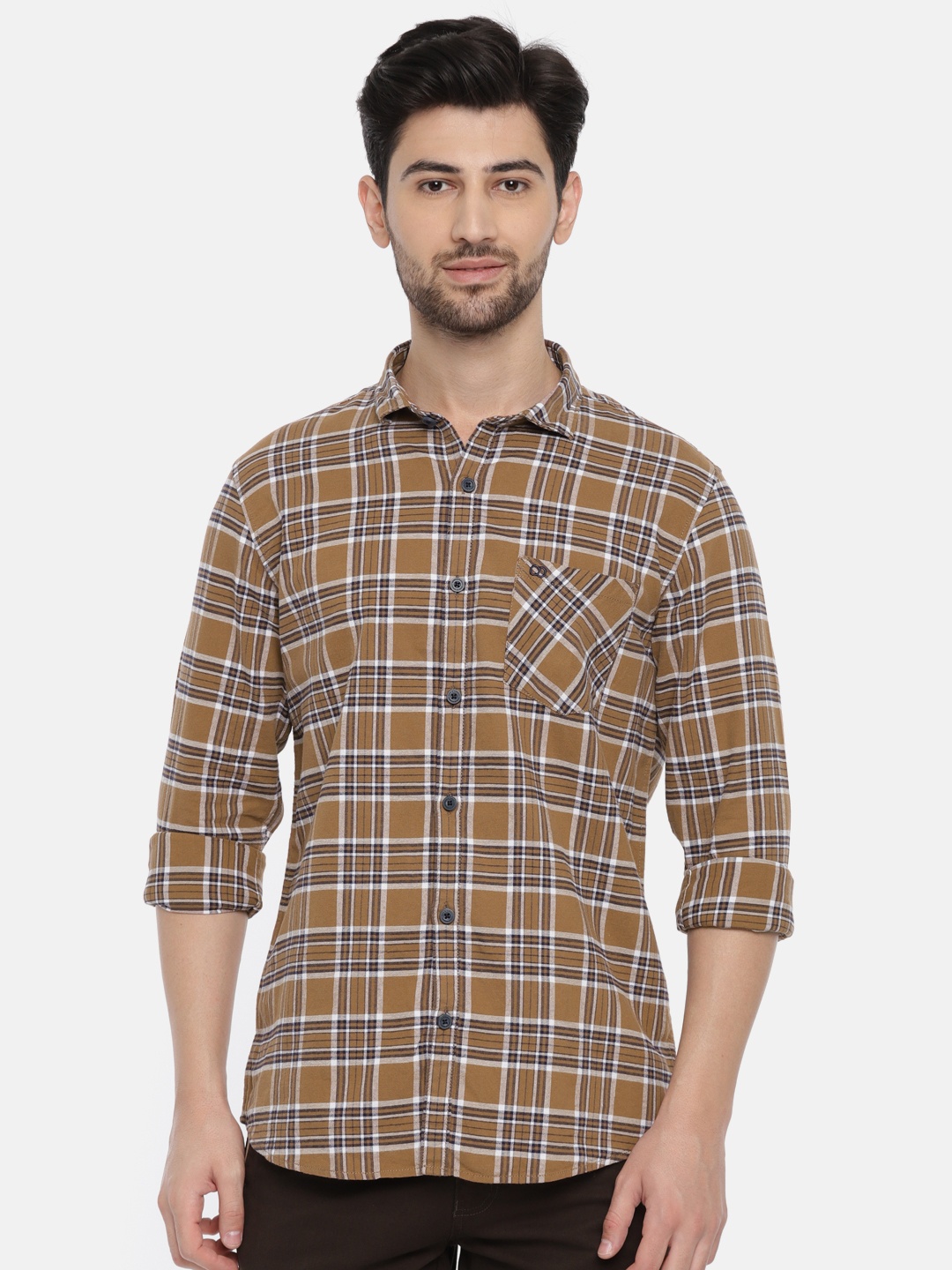 

Ruggers Men Brown Regular Fit Checked Casual Shirt