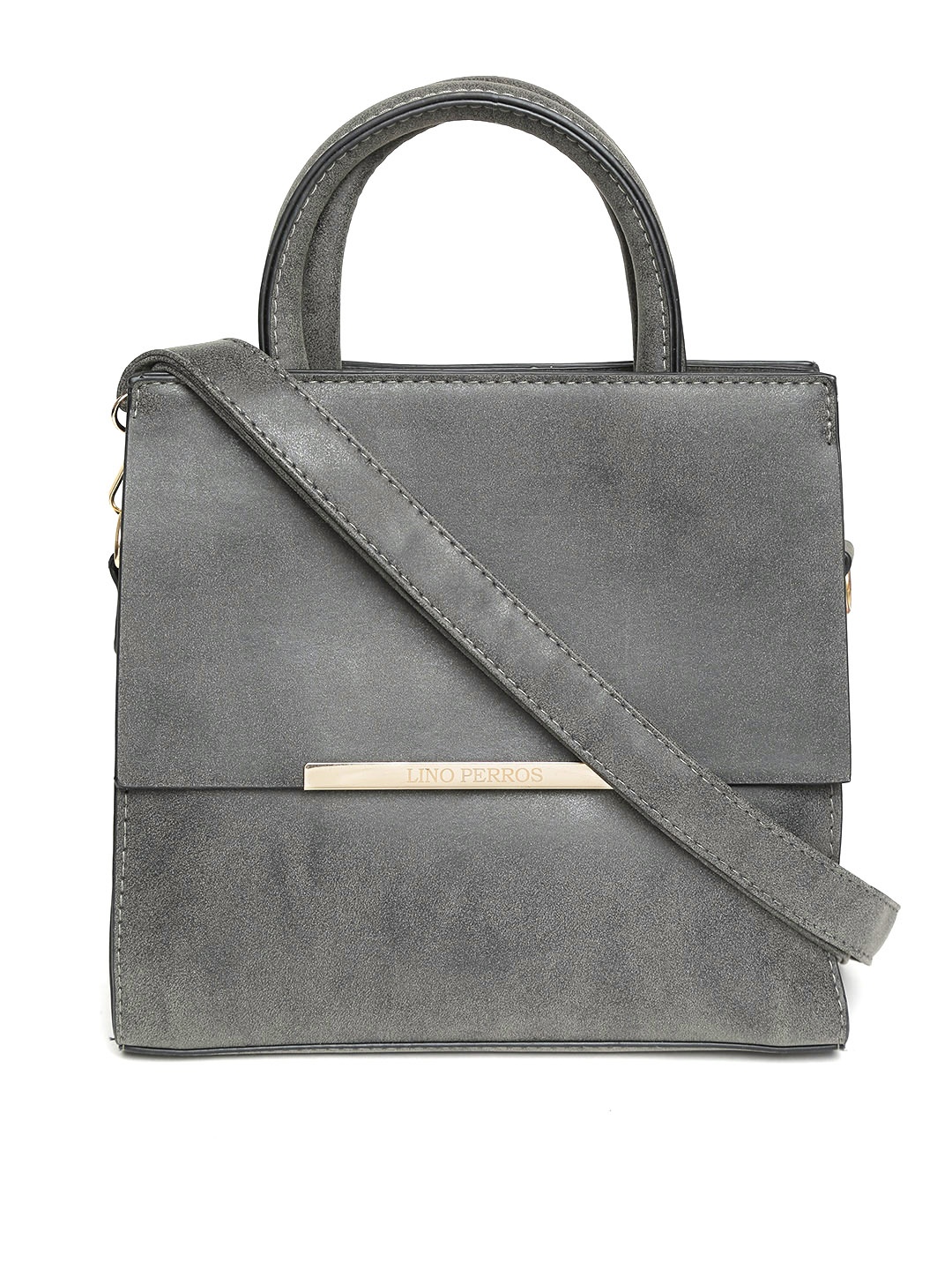 

Lino Perros Charcoal Grey Handheld Bag with Sling Strap