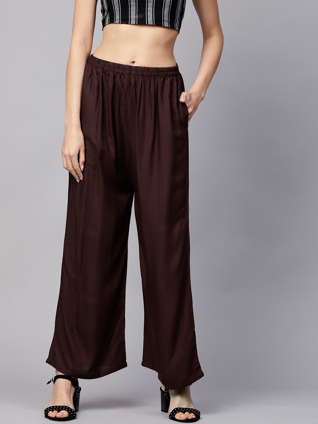 

GERUA Women Coffee Brown Straight Solid Palazzos