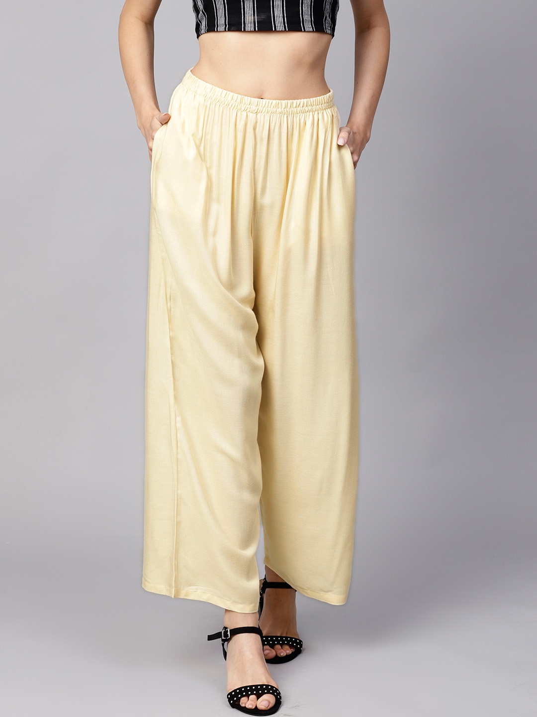 

GERUA Women Cream-Coloured Solid Straight Palazzos