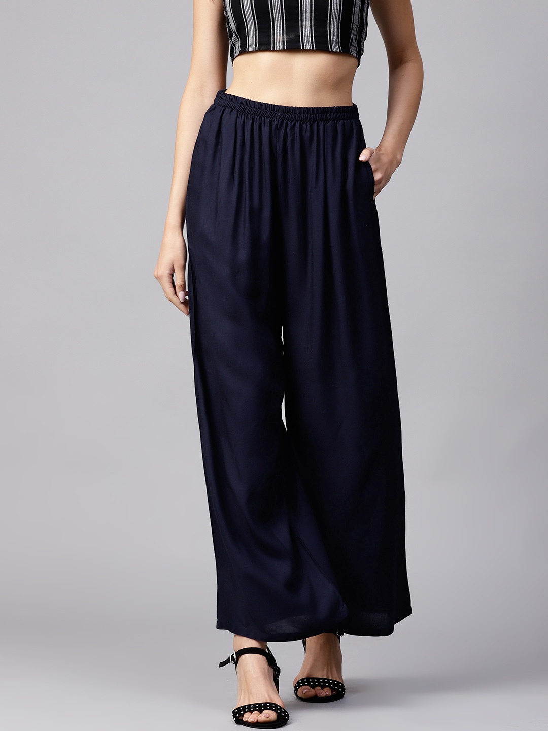 

GERUA Women Navy Blue Straight Solid Palazzos
