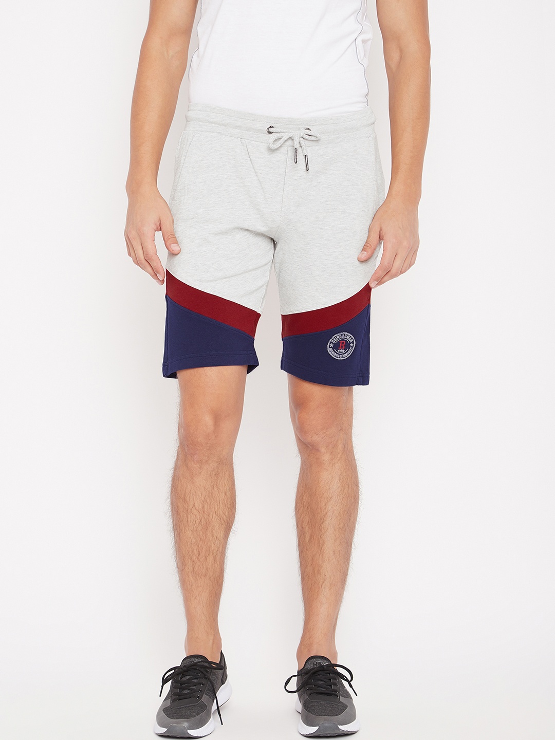 

Being Human Men Grey Melange Colourblocked Regular Fit Shorts