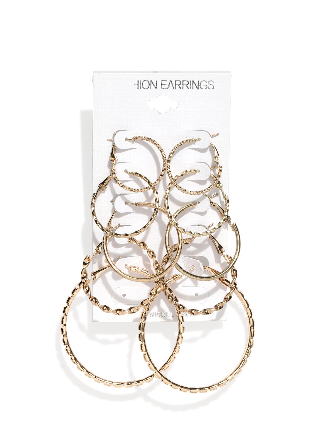 

OOMPH Set Of 5 Gold-Toned Circular Hoop Earrings