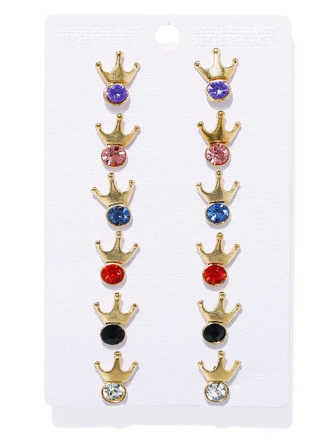 

OOMPH Set of 6 Multicoloured Gold-Plated Handcrafted Contemporary Studs, Multi