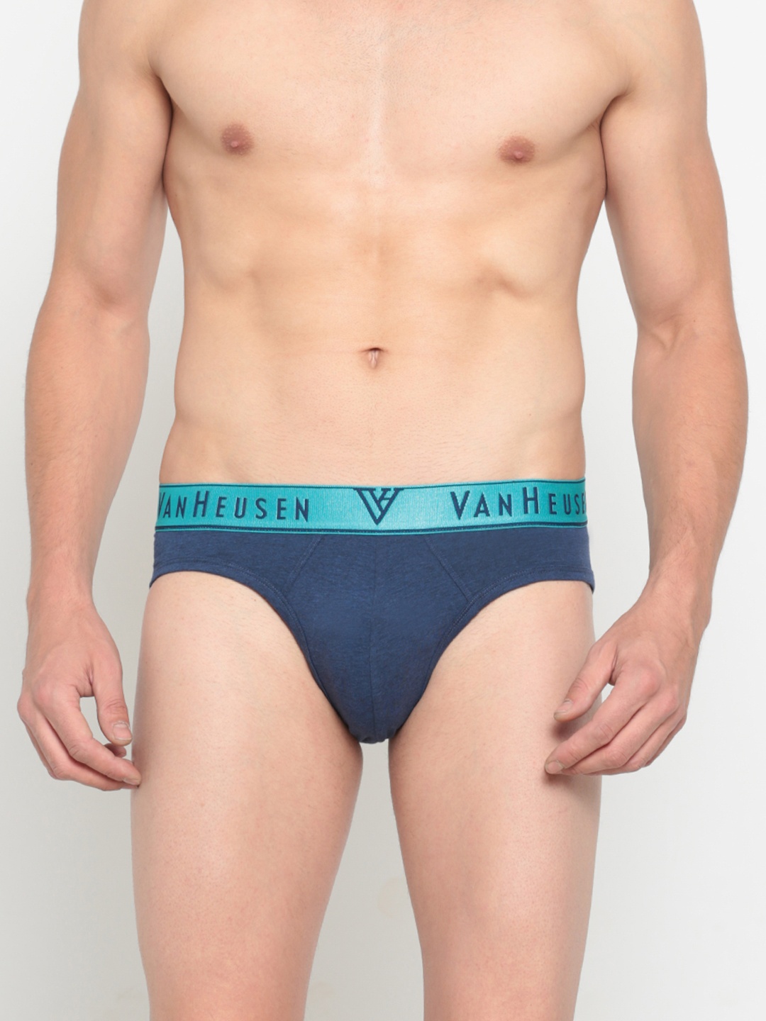 

Van Heusen Men Navy Melange Solid Colour Fresh Ultra Soft Brief 6968570, Navy blue