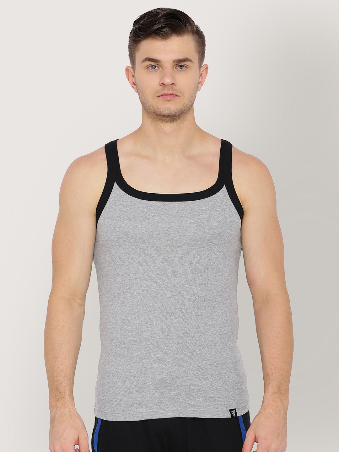 

Van Heusen Athleisure Men Solid Quick Dry Round Neck Vest, Grey melange