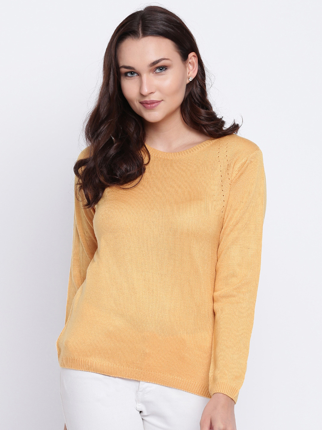 

Cayman Women Mustard Yellow Solid Sweater